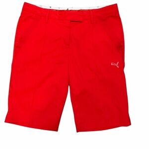PUMA Shorts Womens 8 Red Golf Bermuda Stretch Zip Pockets Summer Casual Sport